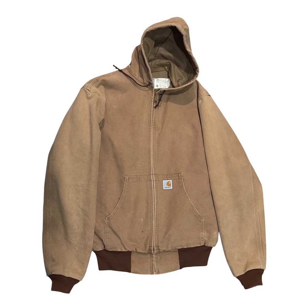 Carhartt JR116 Active Jacket Mens Medium TALL Brown Good Vintage Thermal Hooded